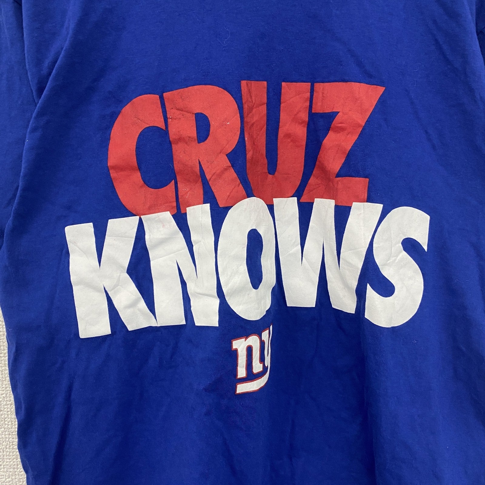 古着 used　NIKE ナイキ　半袖プリントTシャツ　CRUZ KNOWS　スウッシュロゴ　クルーネック　青　Mサイズ