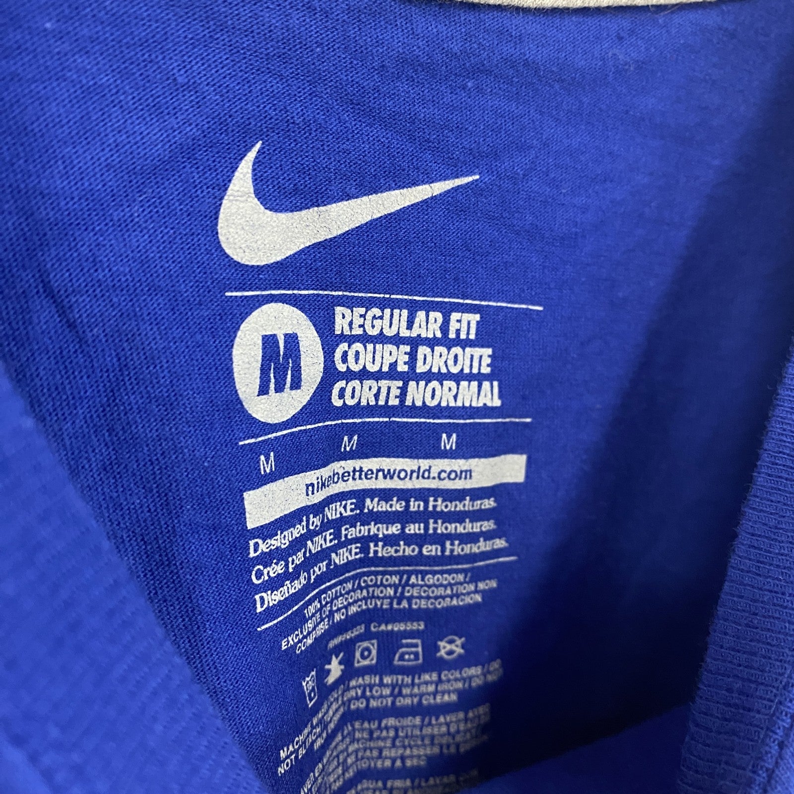 古着 used　NIKE ナイキ　半袖プリントTシャツ　CRUZ KNOWS　スウッシュロゴ　クルーネック　青　Mサイズ