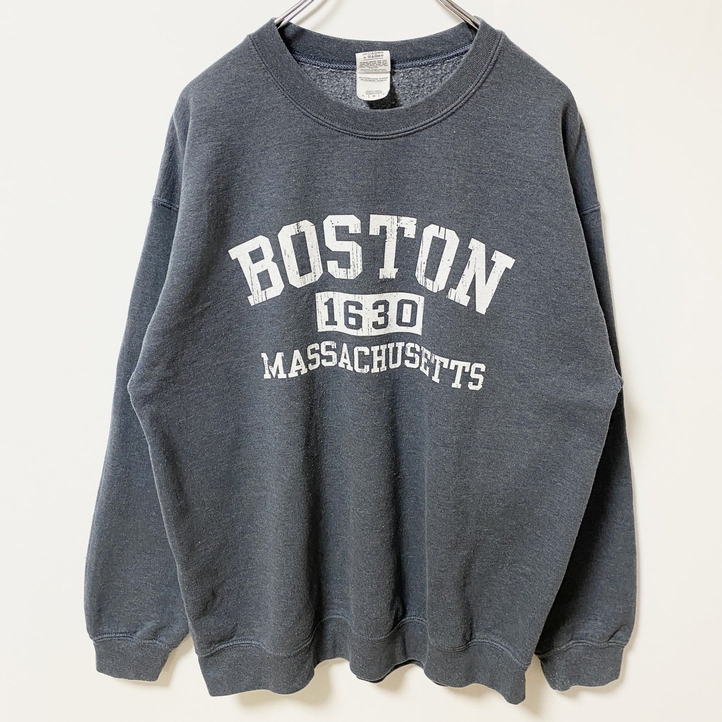 古着 used　GILDAN　BOSTON　長袖プリントスウェット　トレーナー　マサチューセッツ州　グレー　秋冬服　Lサイズ