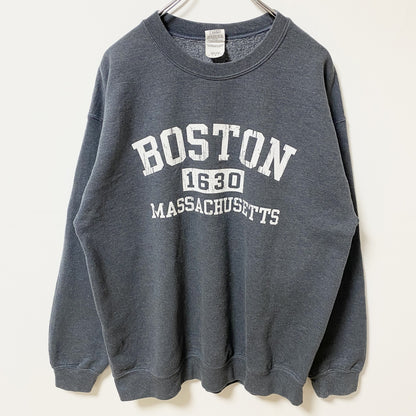 古着 used　GILDAN　BOSTON　長袖プリントスウェット　トレーナー　マサチューセッツ州　グレー　秋冬服　Lサイズ