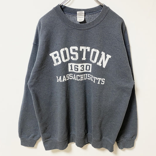 古着 used　GILDAN　BOSTON　長袖プリントスウェット　トレーナー　マサチューセッツ州　グレー　秋冬服　Lサイズ