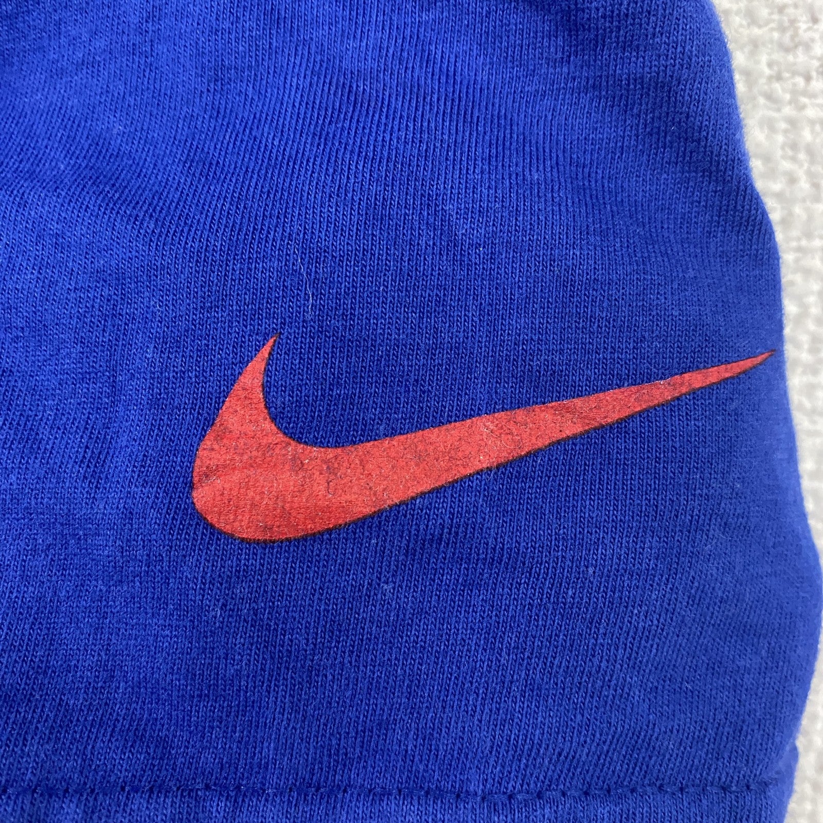古着 used　NIKE ナイキ　半袖プリントTシャツ　CRUZ KNOWS　スウッシュロゴ　クルーネック　青　Mサイズ