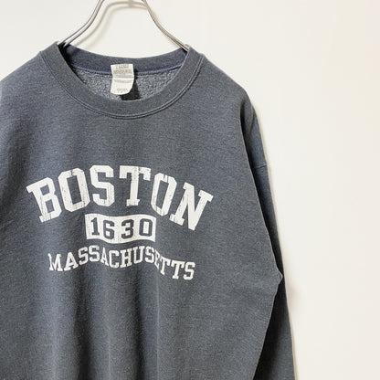 古着 used　GILDAN　BOSTON　長袖プリントスウェット　トレーナー　マサチューセッツ州　グレー　秋冬服　Lサイズ