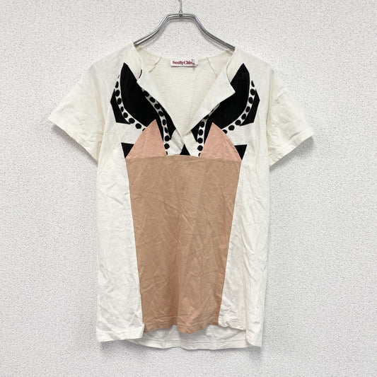 See by Chloe　シーバイクロエ　半袖Tシャツ　ドッキングデザイン　マルチカラー　白　ホワイト　4サイズ