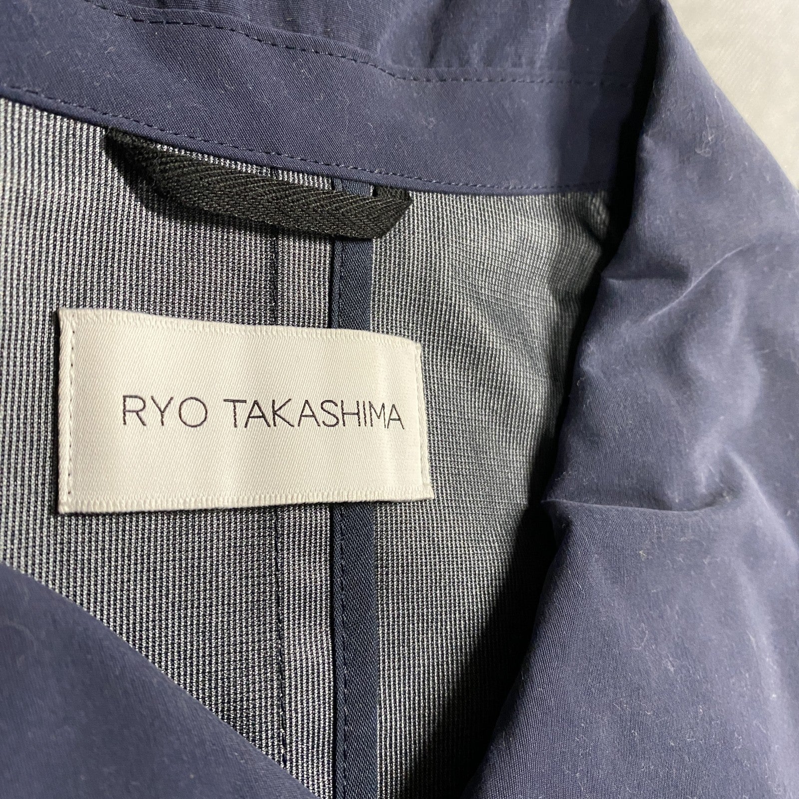 RYO TAKASHIMA　ステンカラーコート　オールウェザーコート　比翼仕立て　紺　ネイビー