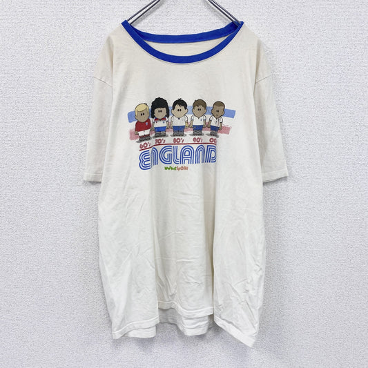 00s　Weenicons　リンガーTシャツ　イングランド代表　ベッカム　ヴィンテージ　ホワイト　2XLサイズ