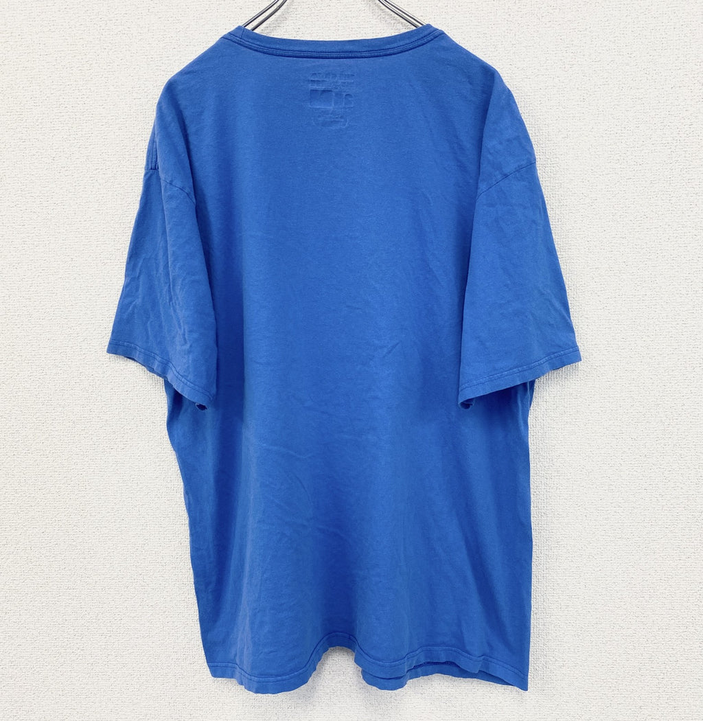 古着 used　adidas アディダス　半袖プリントTシャツ　オクラホマシティ サンダー　バスケ　クルーネック　青　2XLサイズ