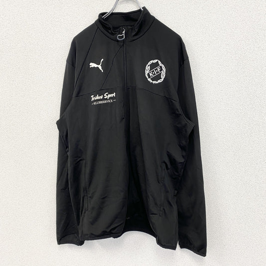 古着 used　PUMA プーマ　トラックジャケット　フルジップ　カジュアルデザイン　オリジナルロゴ　ワンポイント　黒　XLサイズ