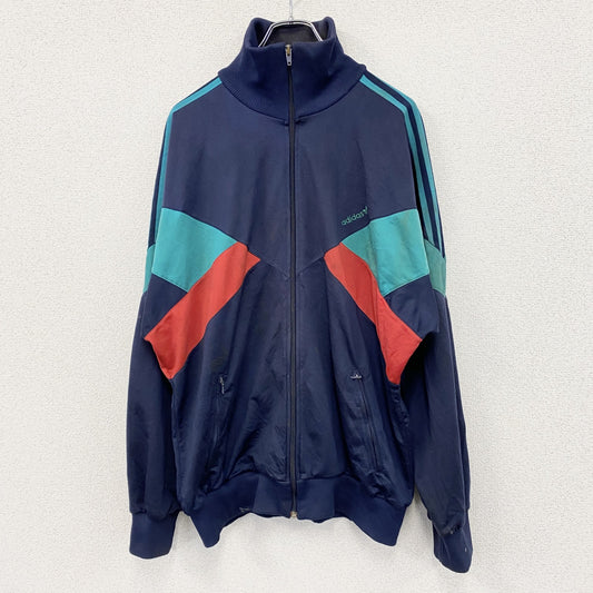 80s　adidas　アディダス　トラックジャケット/ジャージ　トレフォイルロゴ　ヴィンテージ　紺　ネイビー