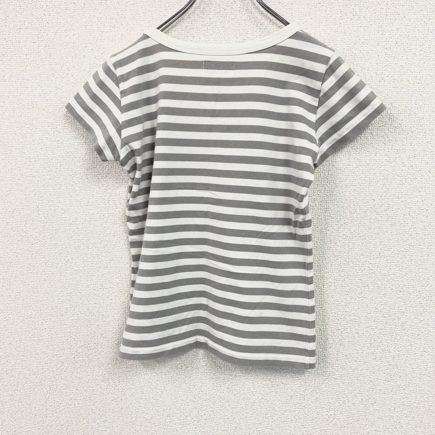 agnes b.　アニエスベー　半袖Tシャツ　ボーダー柄　バイカラー　白　ホワイト　灰色　グレー