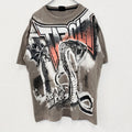 古着 used　TAPOUT タップアウト　半袖プリントTシャツ　カジュアルデザイン　コブラ　茶色　クルーネック　XLサイズ