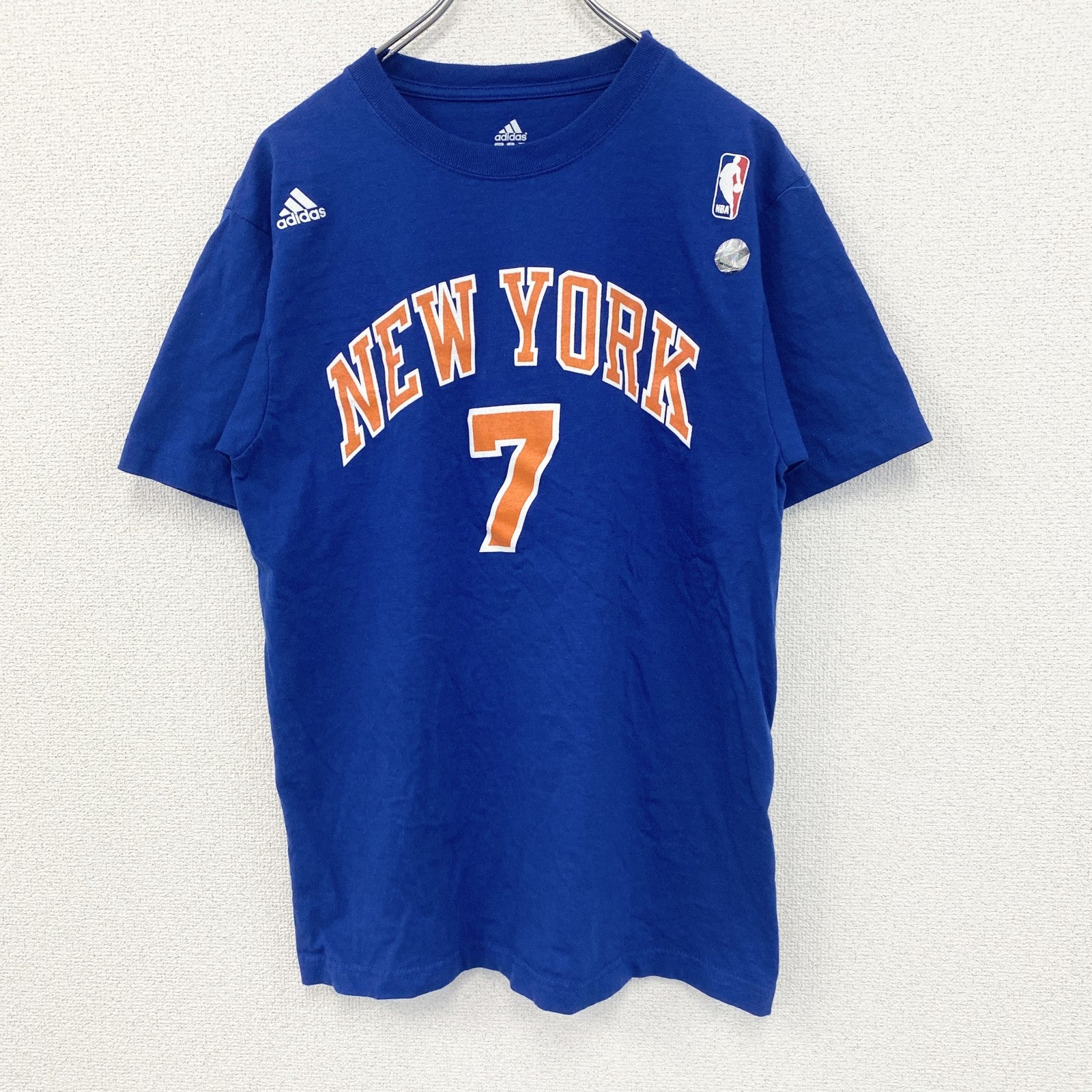 古着 used　adidas アディダス　半袖プリントTシャツ　NBA　バスケ　ニューヨーク　クルーネック　青　Mサイズ