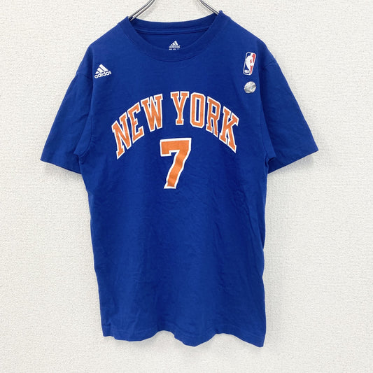 古着 used　adidas アディダス　半袖プリントTシャツ　NBA　バスケ　ニューヨーク　クルーネック　青　Mサイズ