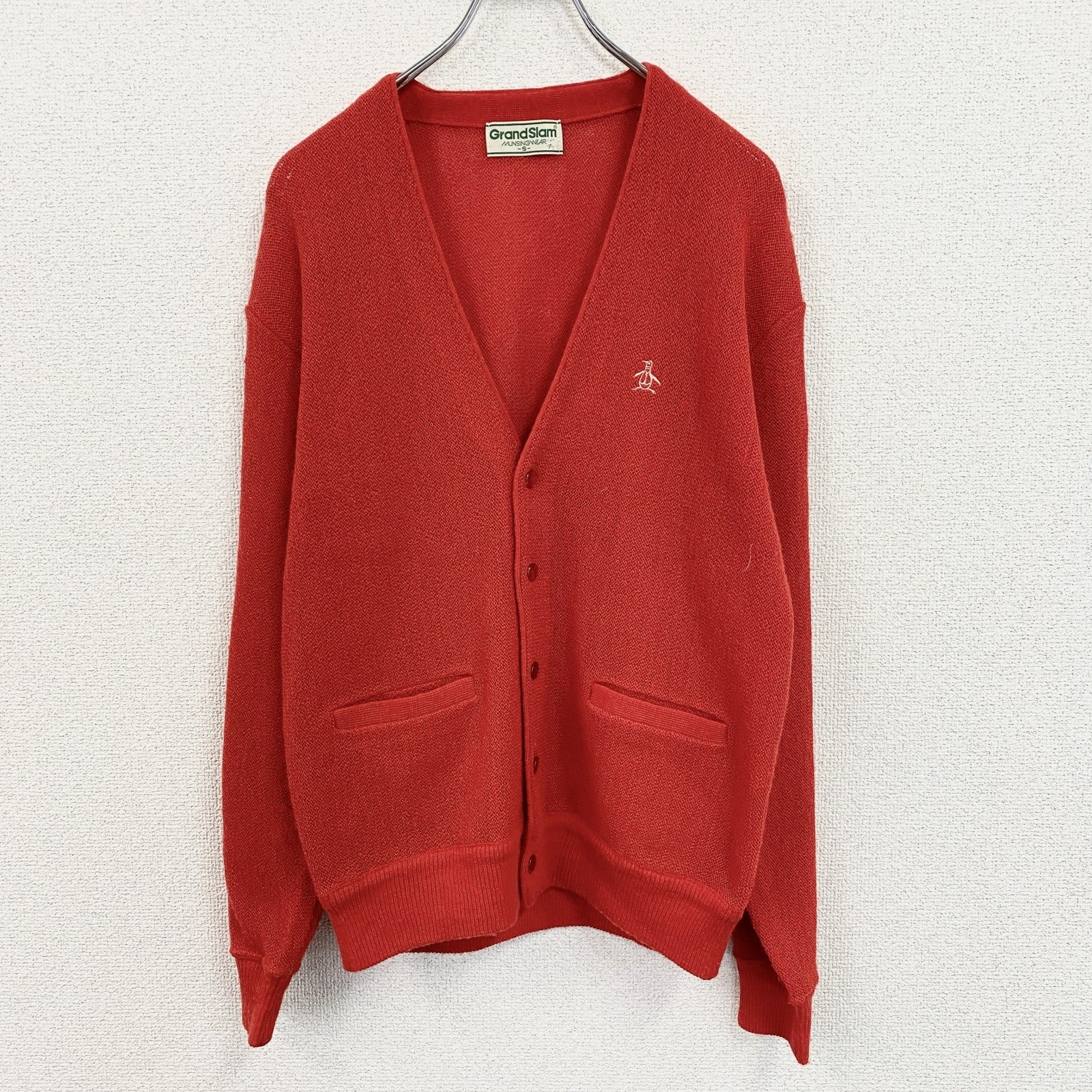 MUNSINGWEAR　マンシングウェア　Grand Slam　ウールニットカーディガン　赤　レッド　Sサイズ