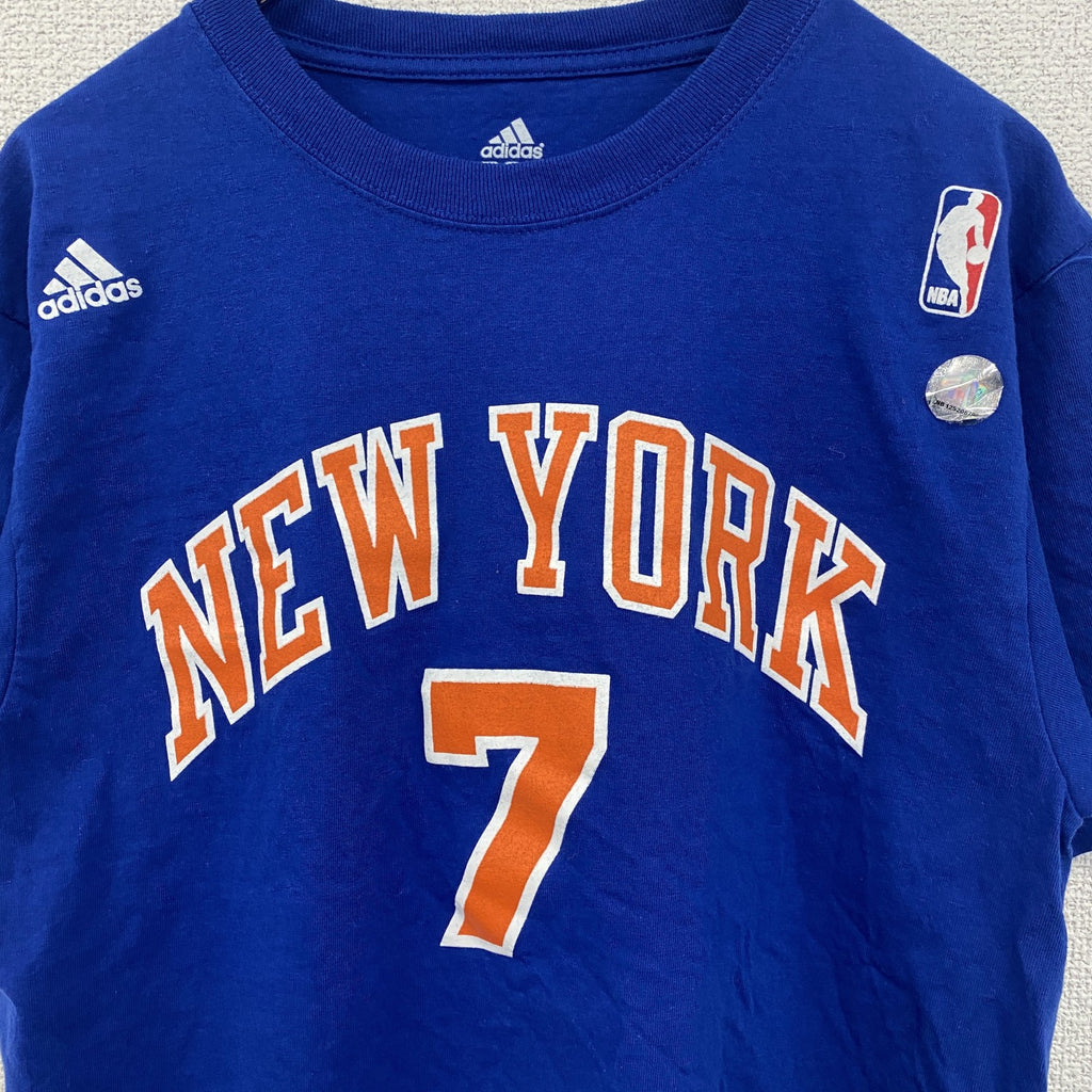 古着 used　adidas アディダス　半袖プリントTシャツ　NBA　バスケ　ニューヨーク　クルーネック　青　Mサイズ