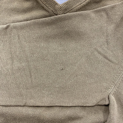 古着　used　TOMMY HILFIGER トミーヒルフィガー　長袖Vネックニット　セーター　カーキ　ワンポイントロゴ　Lサイズ