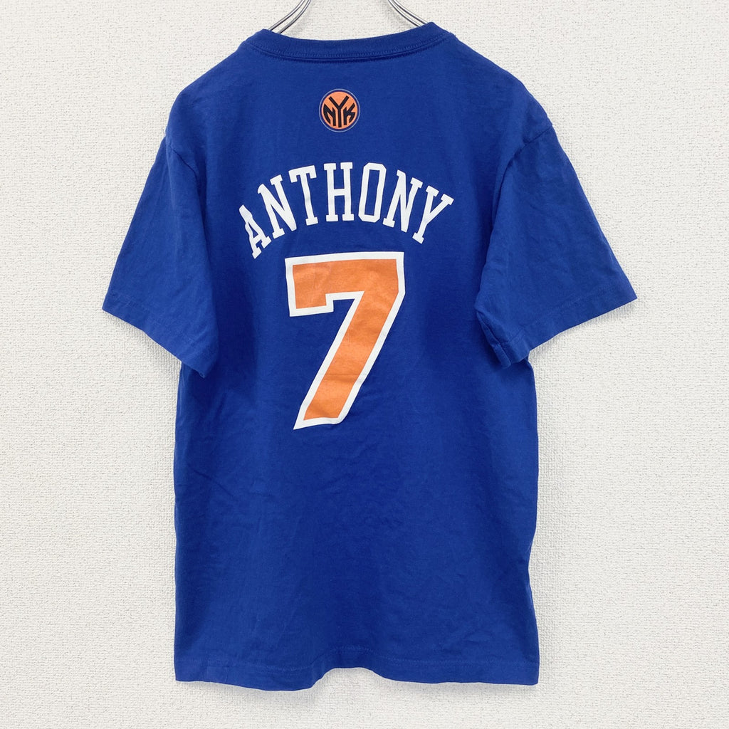 古着 used　adidas アディダス　半袖プリントTシャツ　NBA　バスケ　ニューヨーク　クルーネック　青　Mサイズ