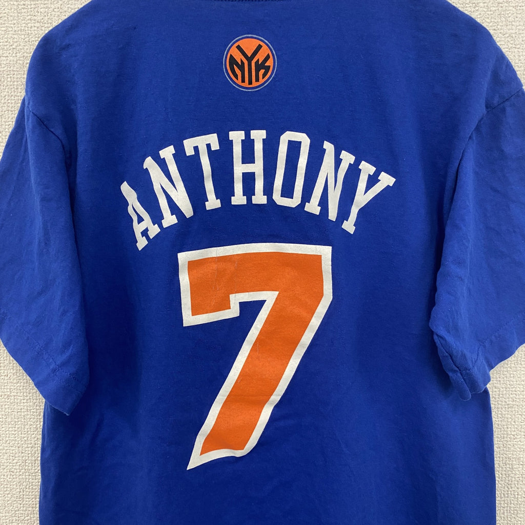 古着 used　adidas アディダス　半袖プリントTシャツ　NBA　バスケ　ニューヨーク　クルーネック　青　Mサイズ