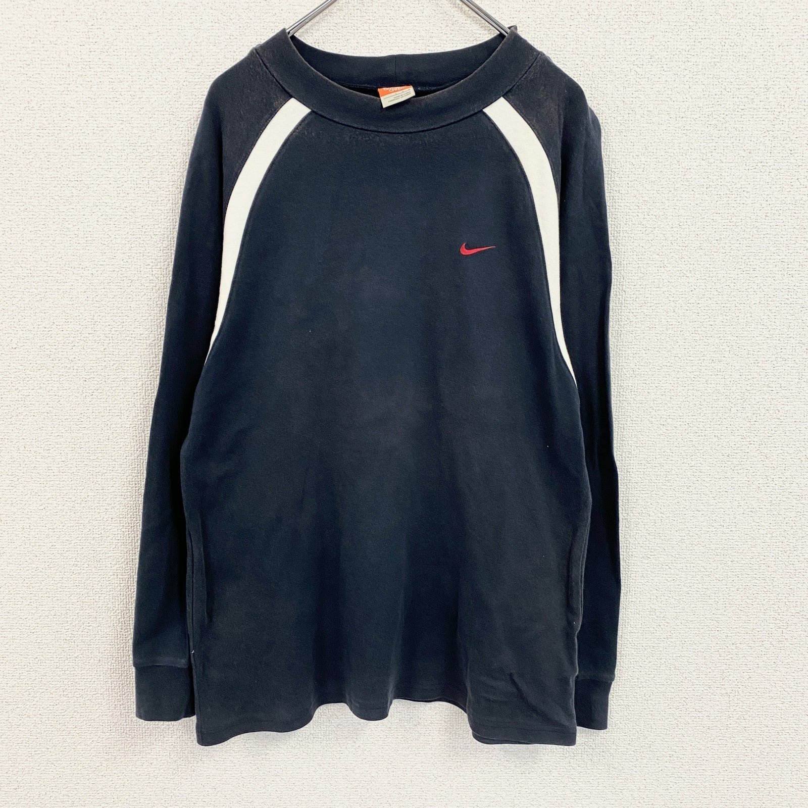 NIKE　ナイキ　長袖Tシャツ/ロンT　ラグランスリーブ　スウッシュ　紺　ネイビー　Lサイズ