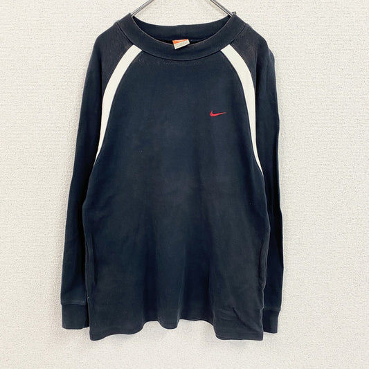 NIKE　ナイキ　長袖Tシャツ/ロンT　ラグランスリーブ　スウッシュ　紺　ネイビー　Lサイズ