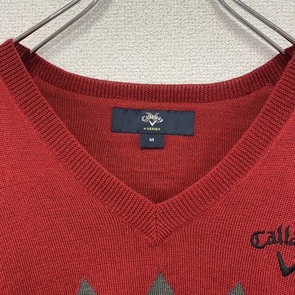 Callaway　キャロウェイ　ニットベスト　刺繡ロゴ　赤　レッド　Ｍサイズ