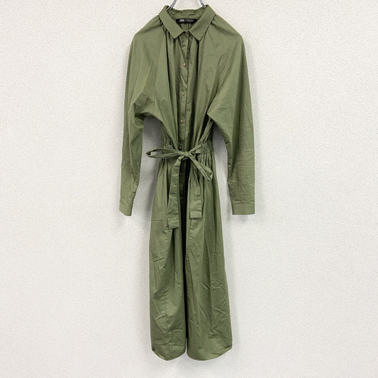 ZARA　ザラ　長袖ワンピース　ラグランスリーブ　緑　グリーン　Sサイズ