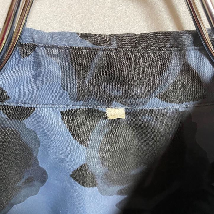 古着 used　半袖総柄シャツ　花柄　アロハシャツ　バラ　青　ブルー　レトロデザイン　ビックシルエット　XXLサイズ