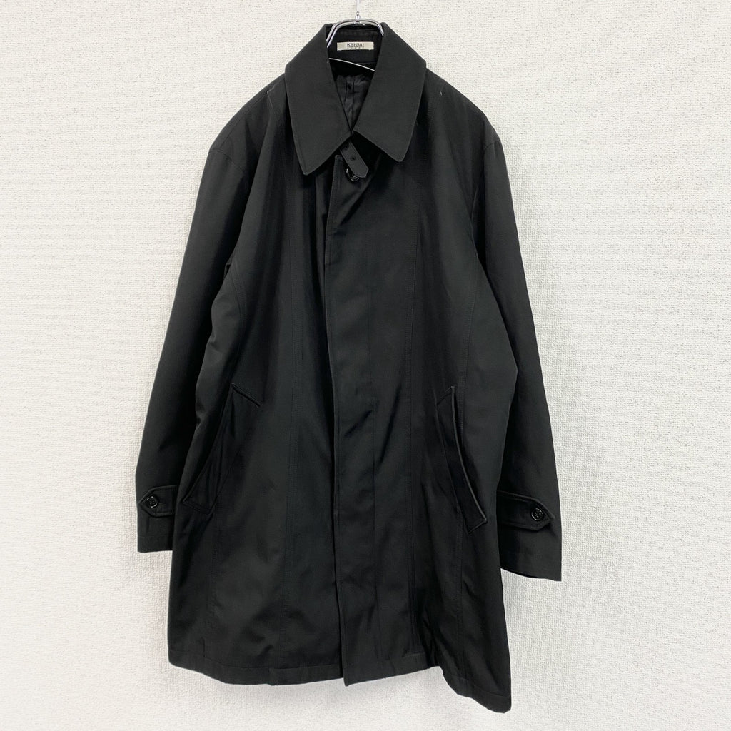 KANSAI YAMAMOTO HOMME　ヤマモトカンサイ　ステンカラーコート　比翼仕立て　黒　ブラック