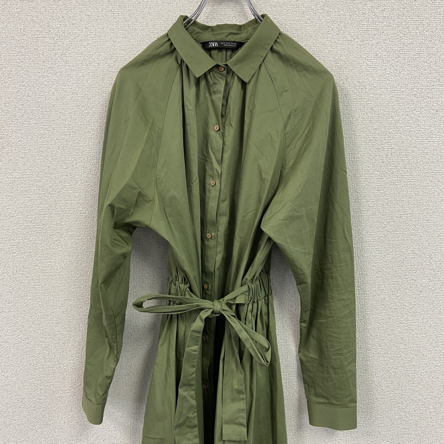 ZARA　ザラ　長袖ワンピース　ラグランスリーブ　緑　グリーン　Sサイズ