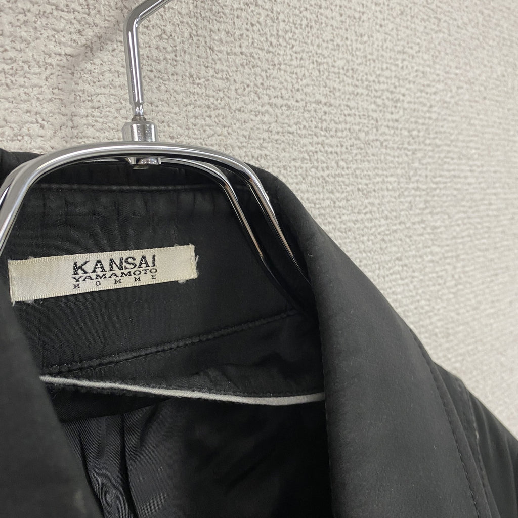 KANSAI YAMAMOTO HOMME　ヤマモトカンサイ　ステンカラーコート　比翼仕立て　黒　ブラック