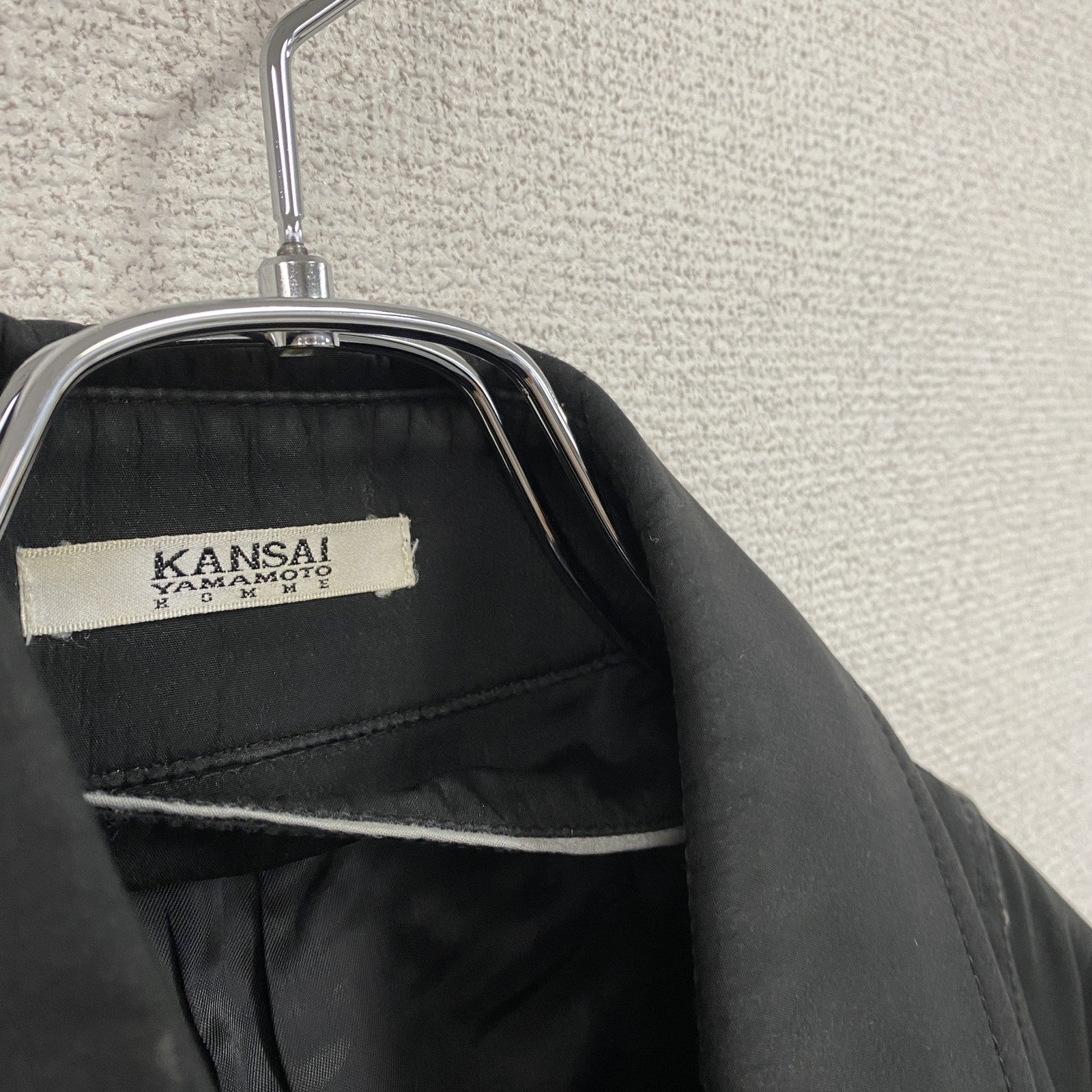 KANSAI YAMAMOTO HOMME　ヤマモトカンサイ　ステンカラーコート　比翼仕立て　黒　ブラック