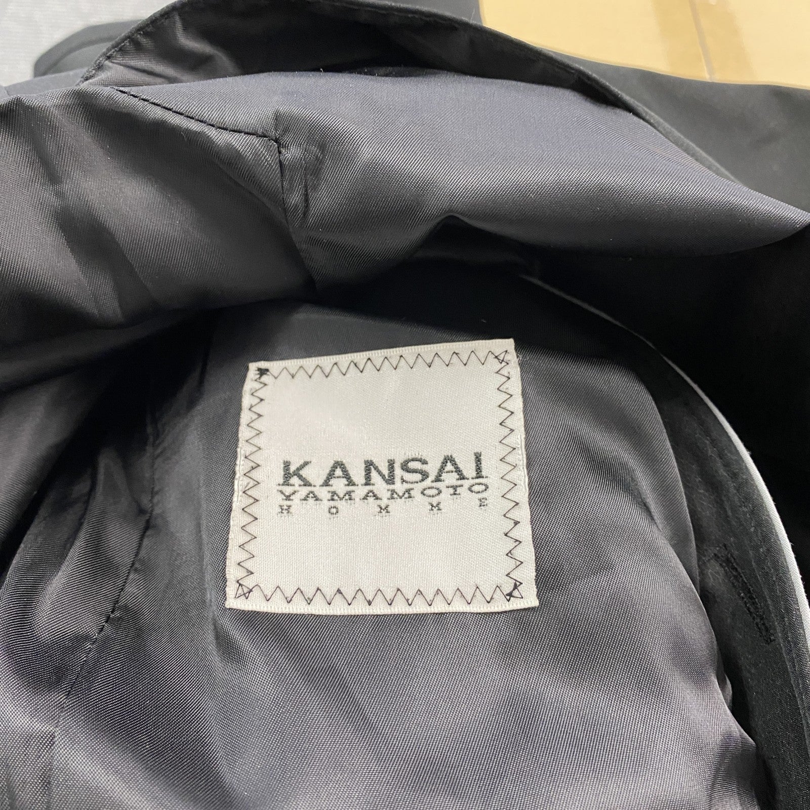 KANSAI YAMAMOTO HOMME　ヤマモトカンサイ　ステンカラーコート　比翼仕立て　黒　ブラック
