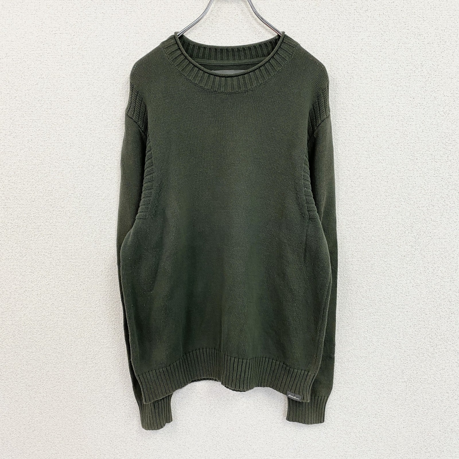 Eddie Bauer　エディーバウアー　コットンニットセーター　カーキ　Mサイズ