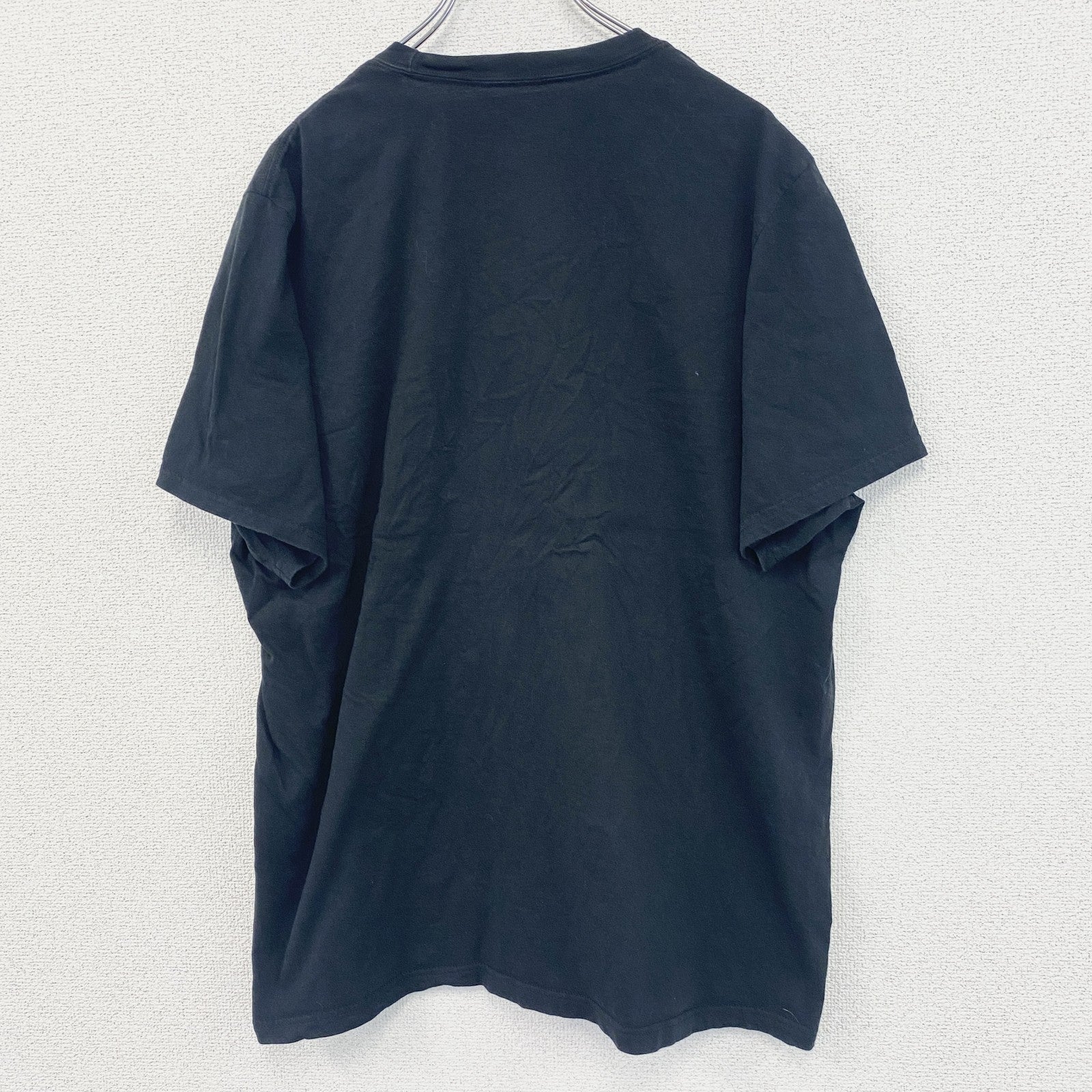 古着 used　adidas アディダス　半袖プリントTシャツ　スリー ストライプ　カジュアル　クルーネック　黒　XLサイズ