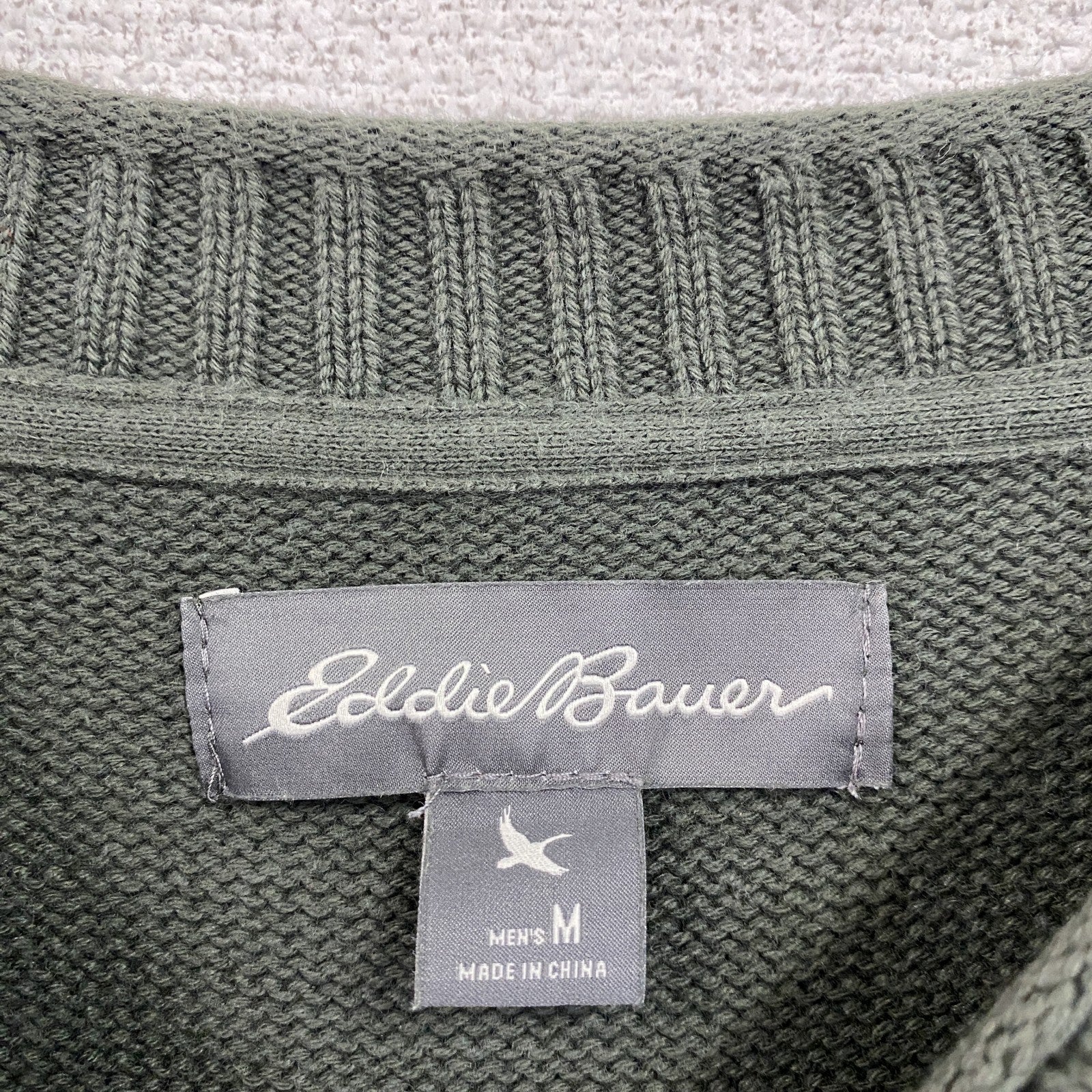 Eddie Bauer　エディーバウアー　コットンニットセーター　カーキ　Mサイズ