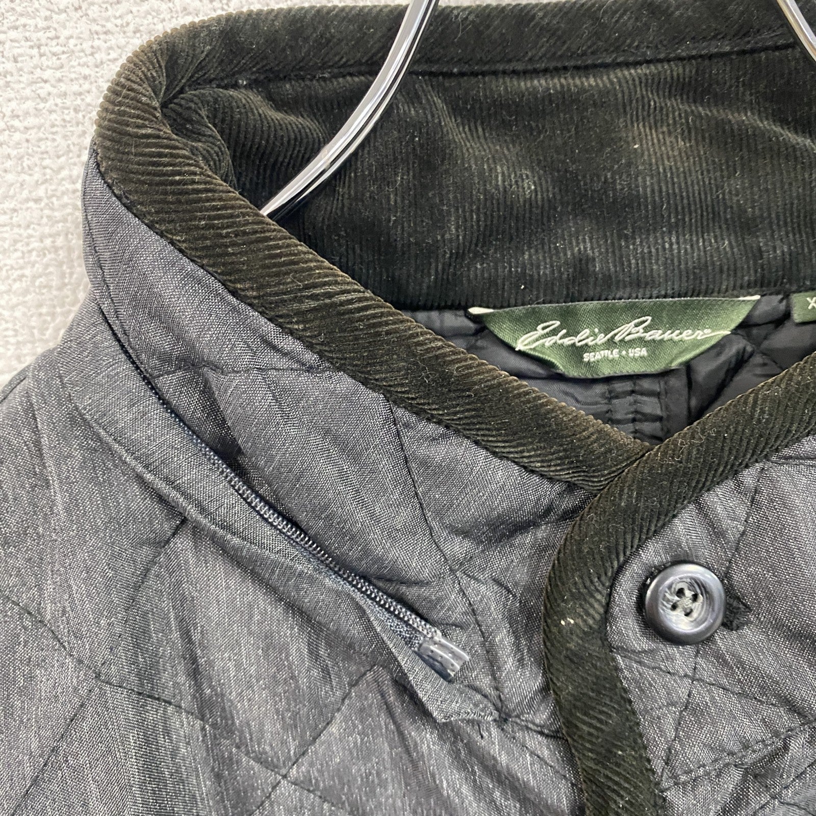 Eddie Bauer　エディーバウアー　キルティングジャケット　中綿入り　3つポケット　灰色　グレー　XLサイズ