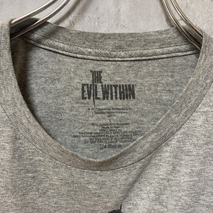 古着 used　The Evil Within　半袖　プリントTシャツ　グレー　キャラクター　ロゴT　レトロ　デザイン　ストリート　クルーネック　春夏服　メンズ　レディース
