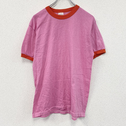 80s～　Stedman　半袖リンガーTシャツ　バイアス　ヴィンテージ　ピンク　Lサイズ