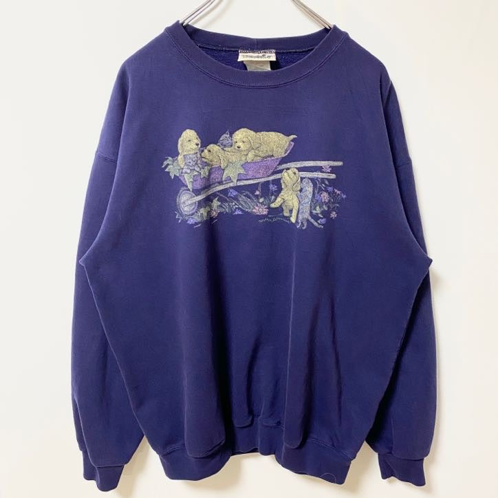 古着 used　90s　NORTHERN REFLECTIONS　長袖アニマルプリントスウェット　トレーナー　犬　猫　Lサイズ