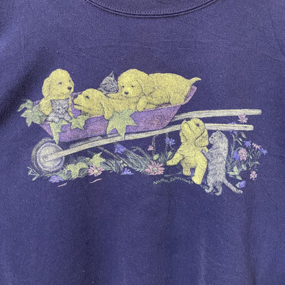 古着 used　90s　NORTHERN REFLECTIONS　長袖アニマルプリントスウェット　トレーナー　犬　猫　Lサイズ