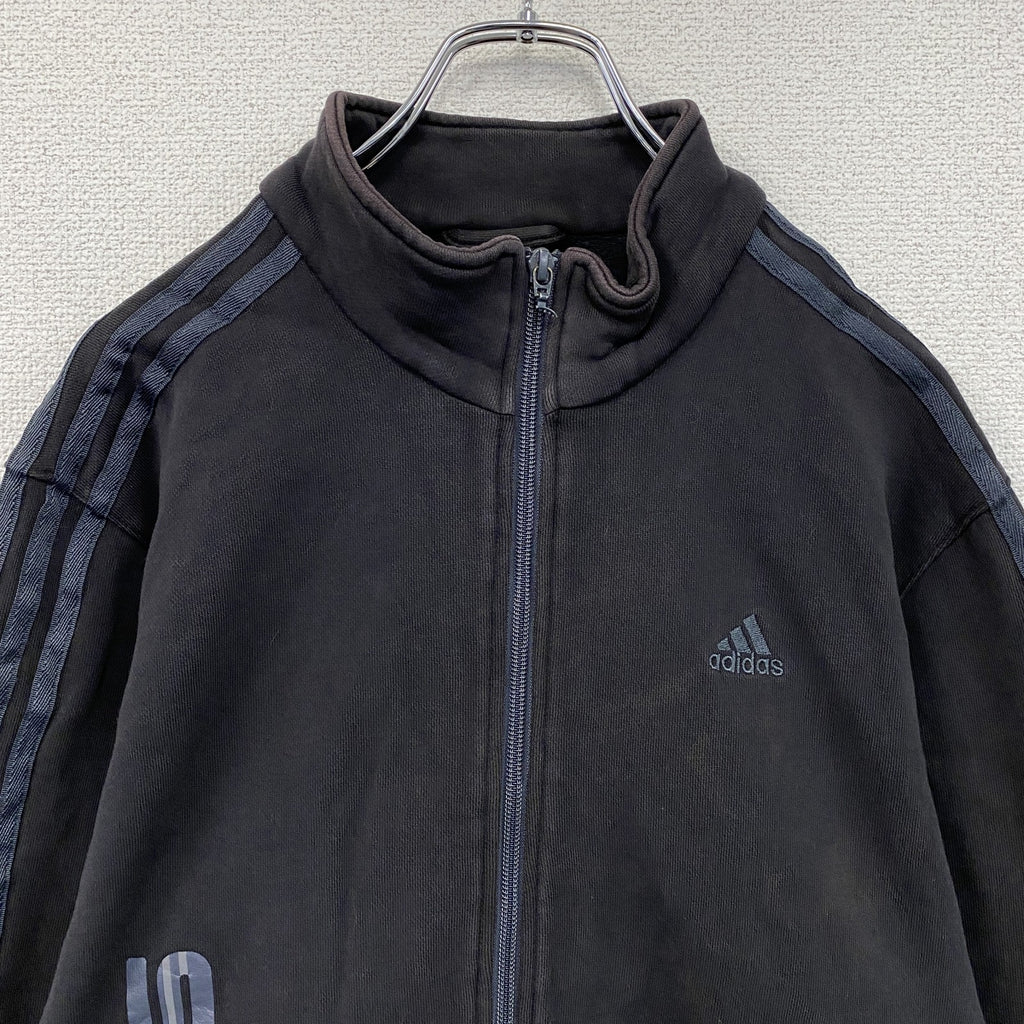 00s　adidas　アディダス　トラックジャケット/ジャージ　パフォーマンスロゴ　ヴィンテージ　黒　ブラック　Oサイズ