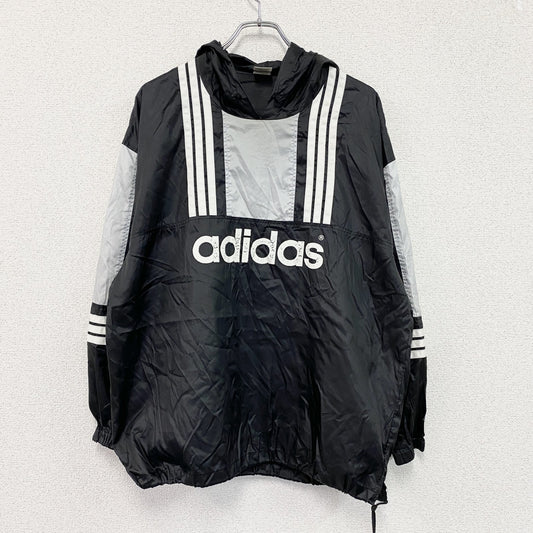 adidas　アディダス　ナイロンパーカー/フーディー　デサント　黒　ブラック　M-Lサイズ