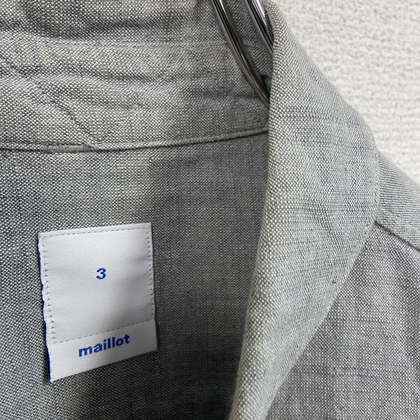 maillt マイヨ　長袖シャツ　スタンドカラー　灰色　グレー　3サイズ
