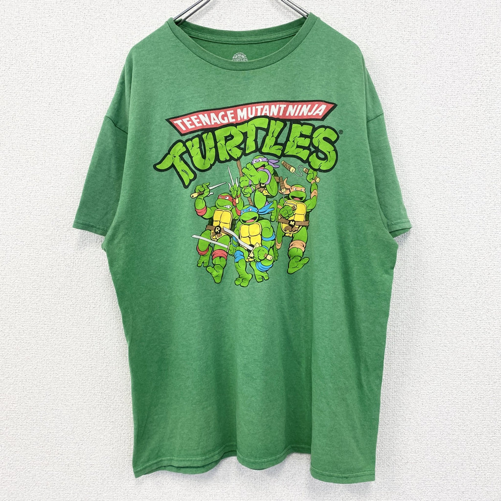 古着 used　アイドル忍者タートルズ　半袖オリジナルアニメプリントTシャツ　カジュアルデザイン　クルーネック　緑　XLサイズ