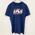 古着 used　NIKE ナイキ　半袖プリントTシャツ　USA　クルーネック　カジュアルデザイン　ネイビー　レトロ　Sサイズ