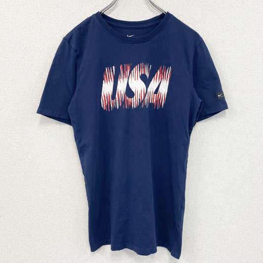 古着 used　NIKE ナイキ　半袖プリントTシャツ　USA　クルーネック　カジュアルデザイン　ネイビー　レトロ　Sサイズ