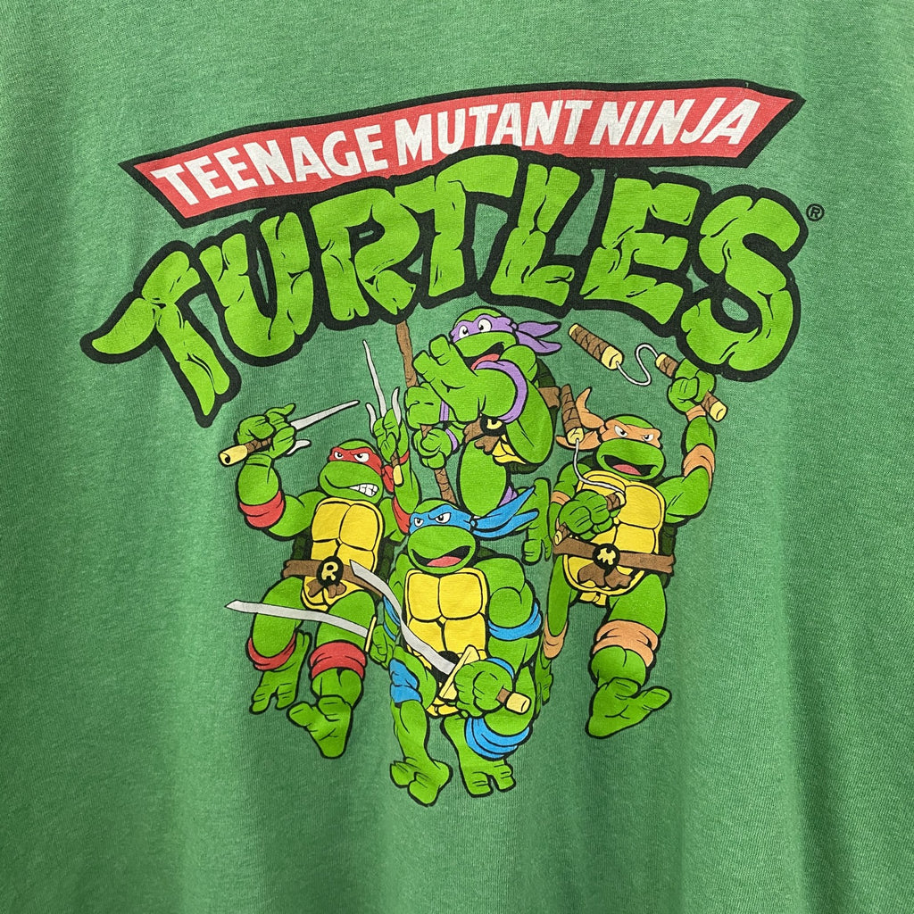 古着 used　アイドル忍者タートルズ　半袖オリジナルアニメプリントTシャツ　カジュアルデザイン　クルーネック　緑　XLサイズ