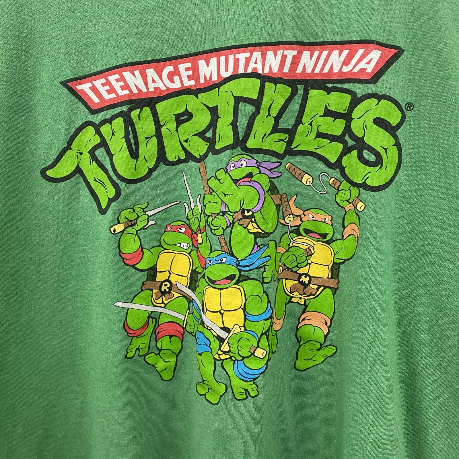 古着 used　アイドル忍者タートルズ　半袖オリジナルアニメプリントTシャツ　カジュアルデザイン　クルーネック　緑　XLサイズ