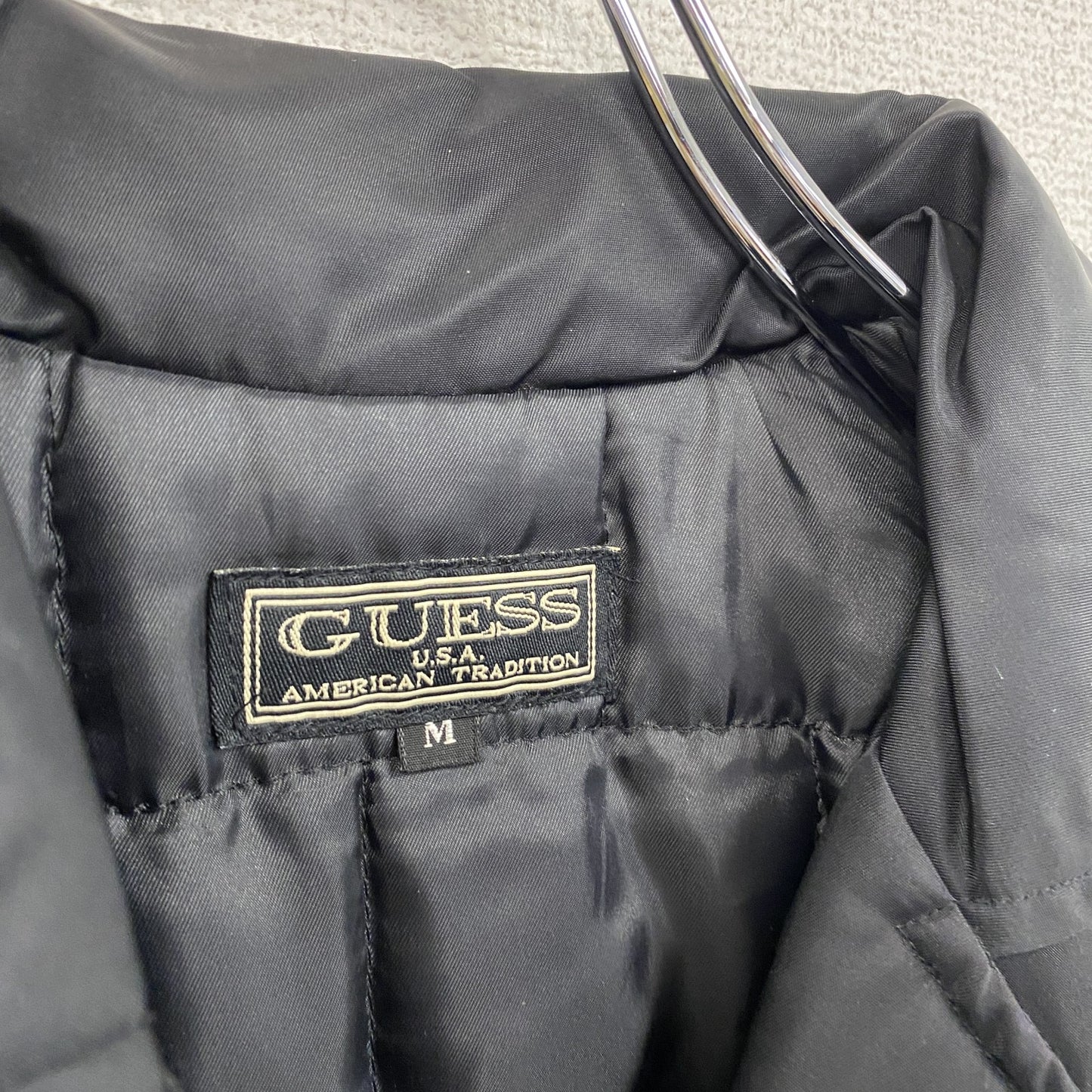 GUESS U.S.A　ゲスユーエスエー　ナイロンダブルライダースジャケット　中綿入り　黒　ブラック　Mサイズ