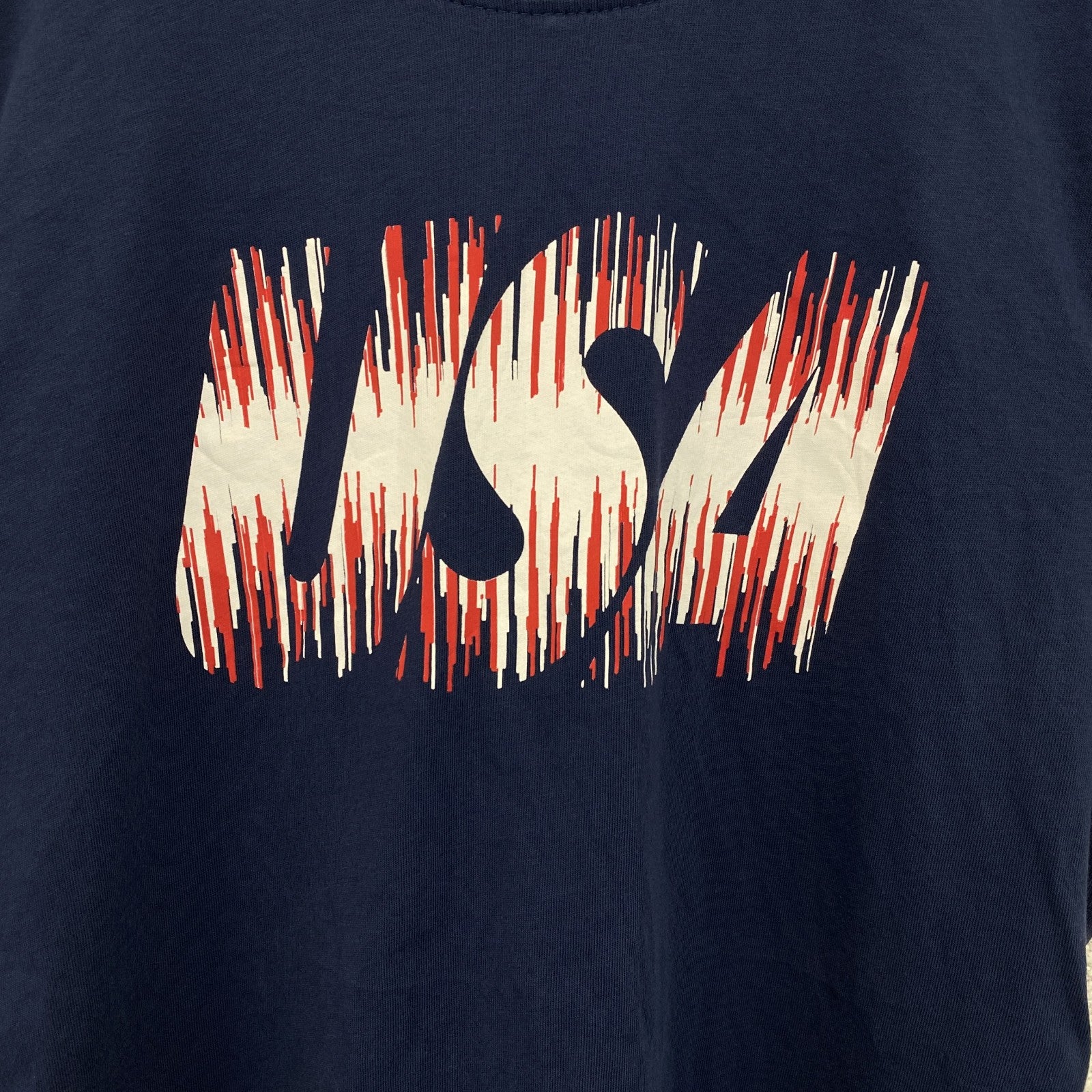 古着 used　NIKE ナイキ　半袖プリントTシャツ　USA　クルーネック　カジュアルデザイン　ネイビー　レトロ　Sサイズ